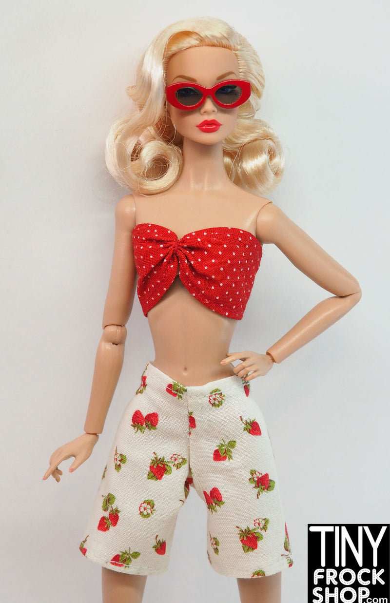 12" Fashion Doll Strawberry Print Long Shorts