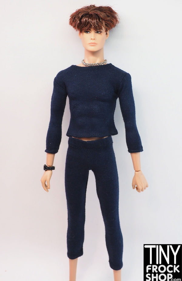 12" Fashion Male Doll Navy Knit Simple Outfit