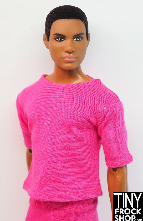 12" Fashion Male Doll Pink Knit Elbow Tee
