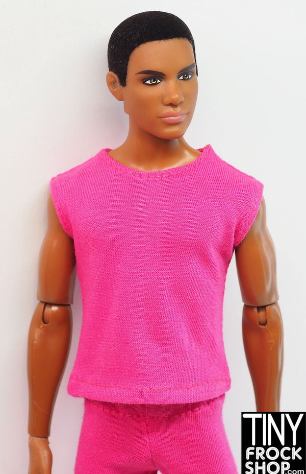 12" Fashion Male Doll Pink Knit Muscle Tee