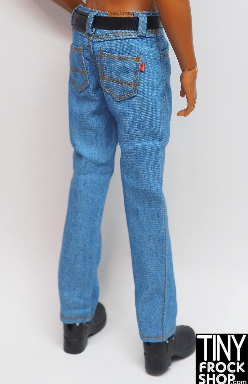 12" Male Fashion Doll Light Blue Jeans with Separate Belt