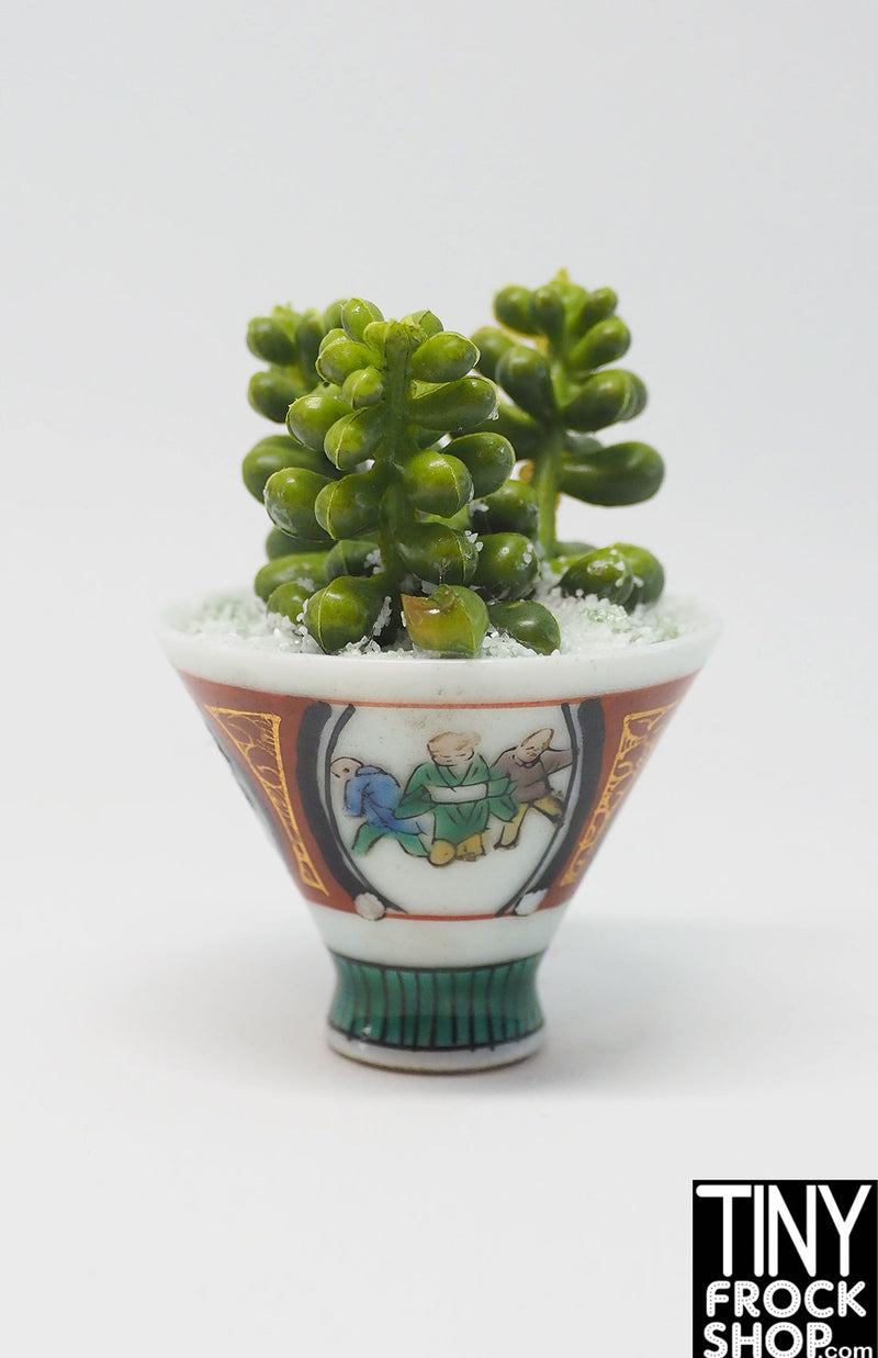 12" Fashion Doll Asian Porcelain Vase with Succulent Arrangement by Pam Maness