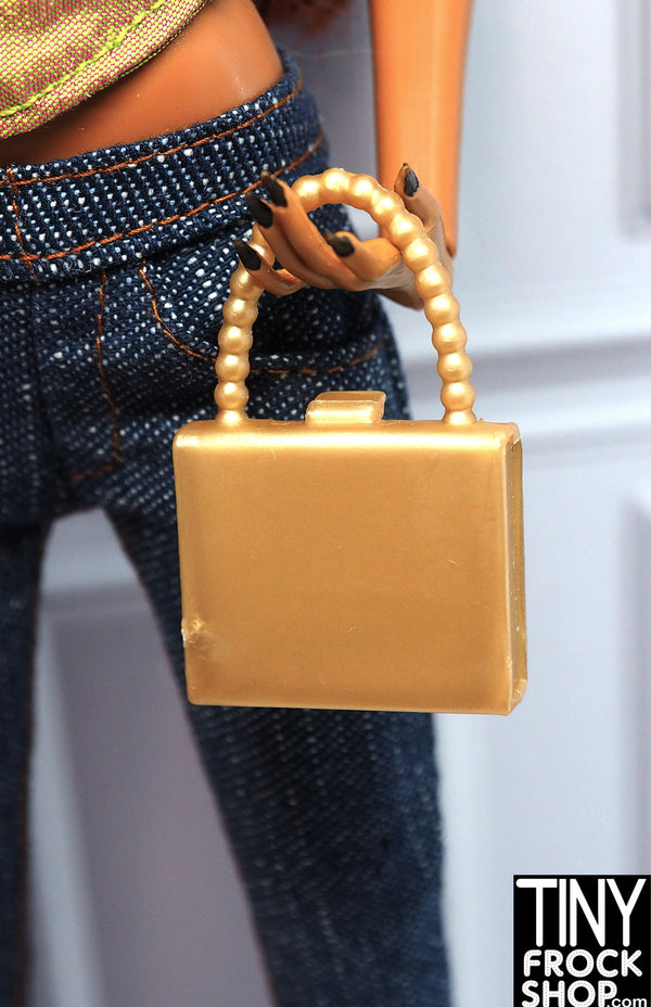 12" Fashion Doll Gold Square Handbag