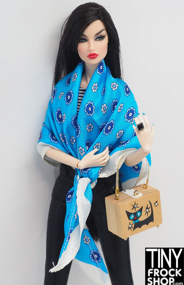 12" Fashion Doll Gutteridge Blue Flower Scarf by Pam Maness