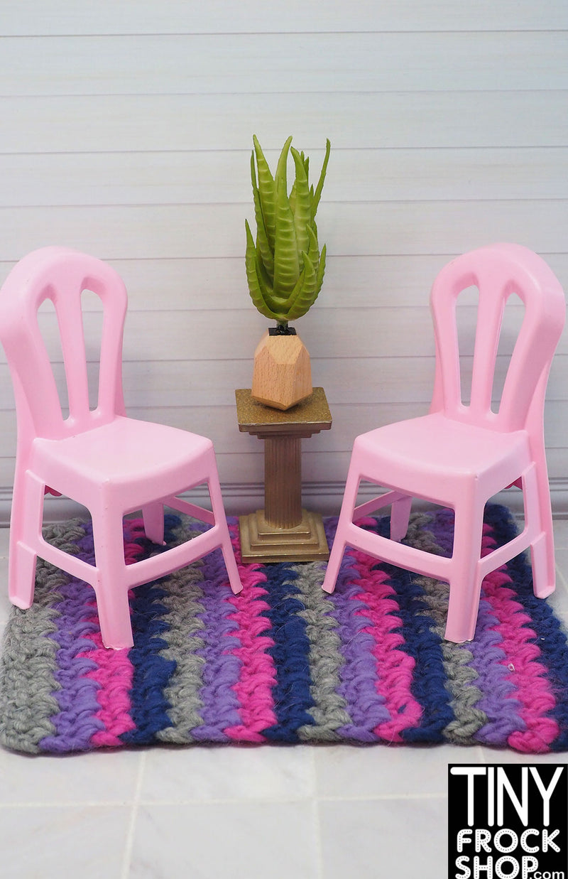 12" Fashion Doll Pink Plastic Chairs - Set of 2