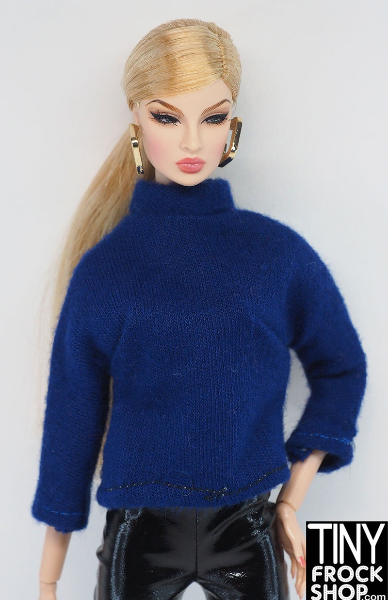 12" Fashion Doll Blue Knit Sleeve Top