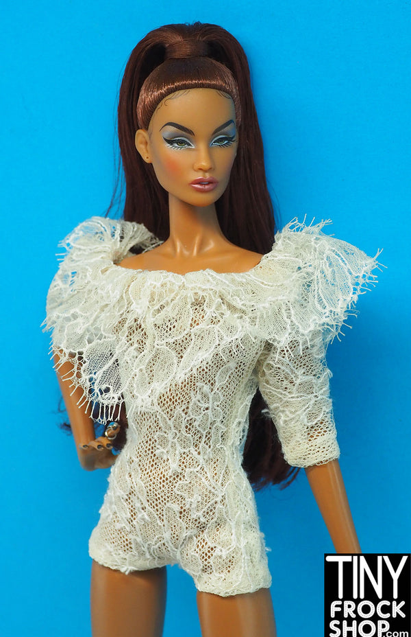 12" Fashion Doll Cream Flouncy Lace Jumpsuit