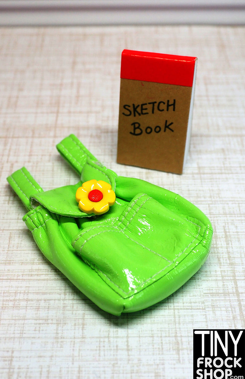 12" Fashion Doll Green Backpack with Sketch Pad