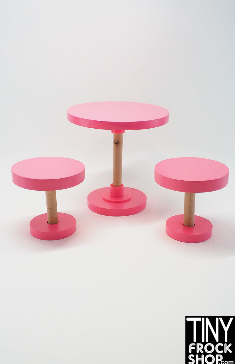 12" Fashion Doll Kidkraft Look Wooden Table and Stools- Set of 3