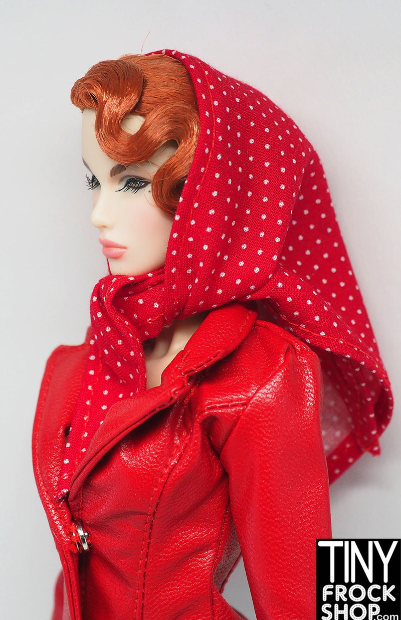 12" Fashion Doll Red Mini Dot Triangle Scarf by Pam Maness