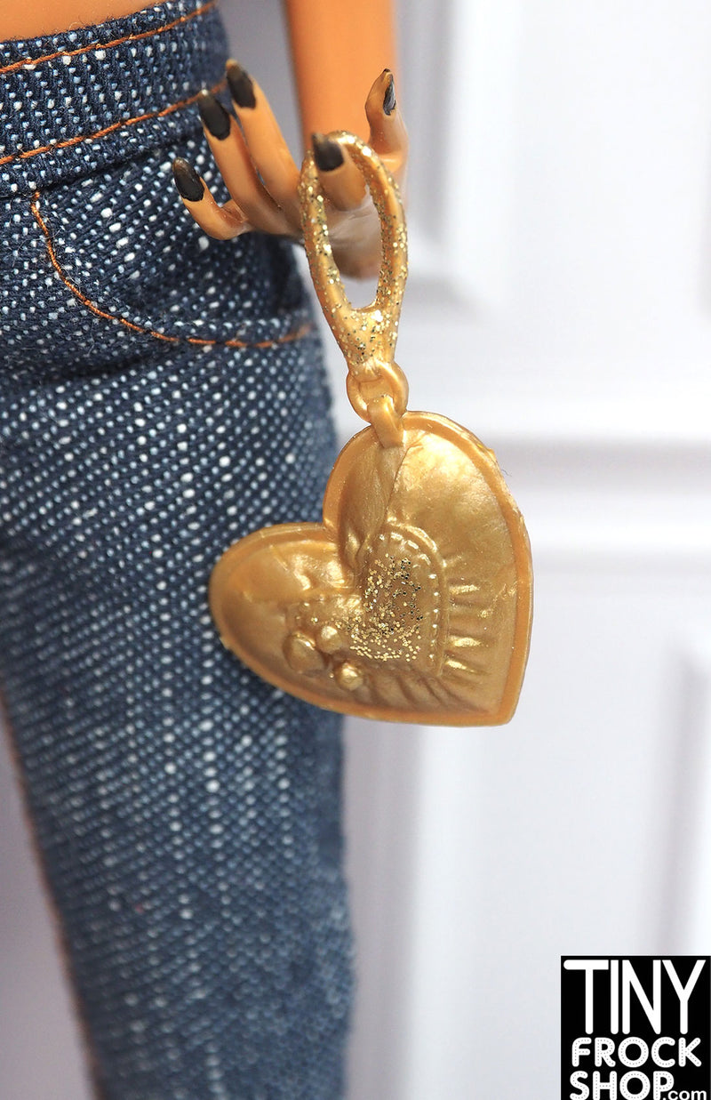 12" Fashion Doll Gold Glitter Heart Handbag
