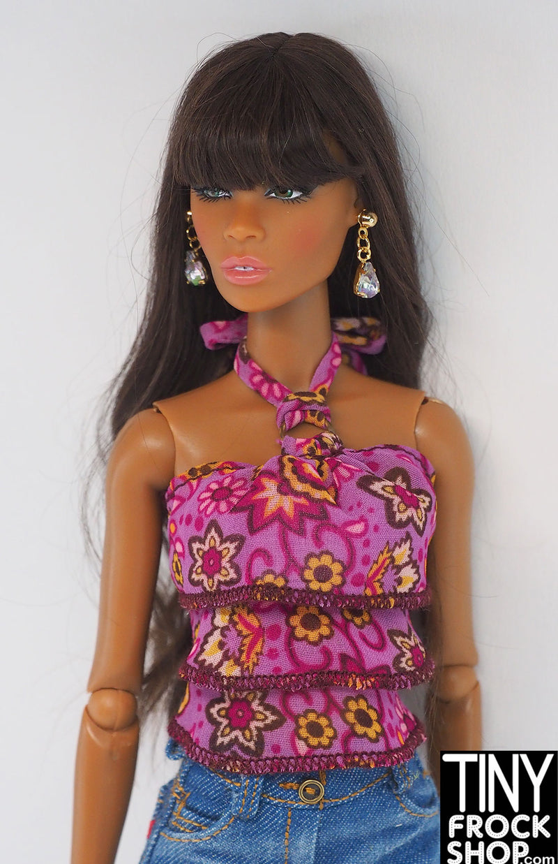 Barbie® Purple Floral Tiered Chiffon Halter Top