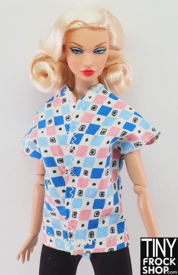 12" Fashion Doll Vintage Handmade Geo Print Top