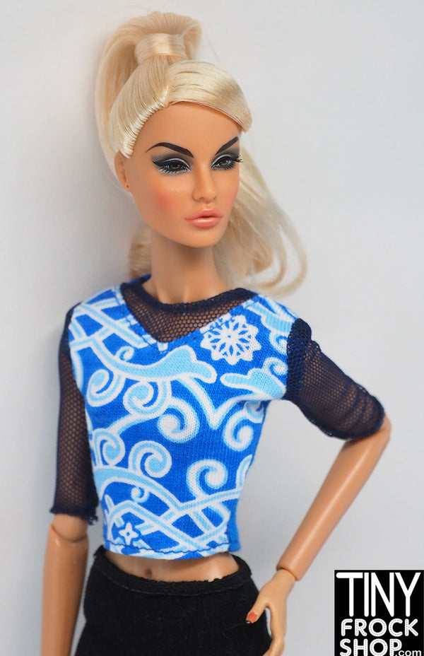 Barbie® Fashion Avenue Blue Print with Net Sleeve Top