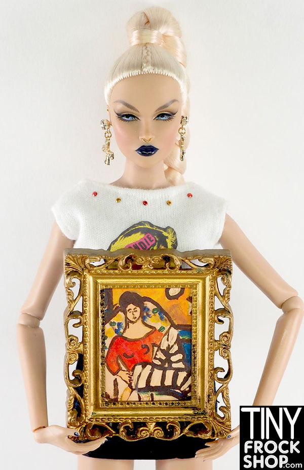 12" Fashion Doll Gold Ornate Framed Painting Prints By Lily Thompson For TFS