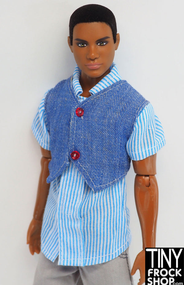 12" Fashion Male Doll Denim Cropped Vest
