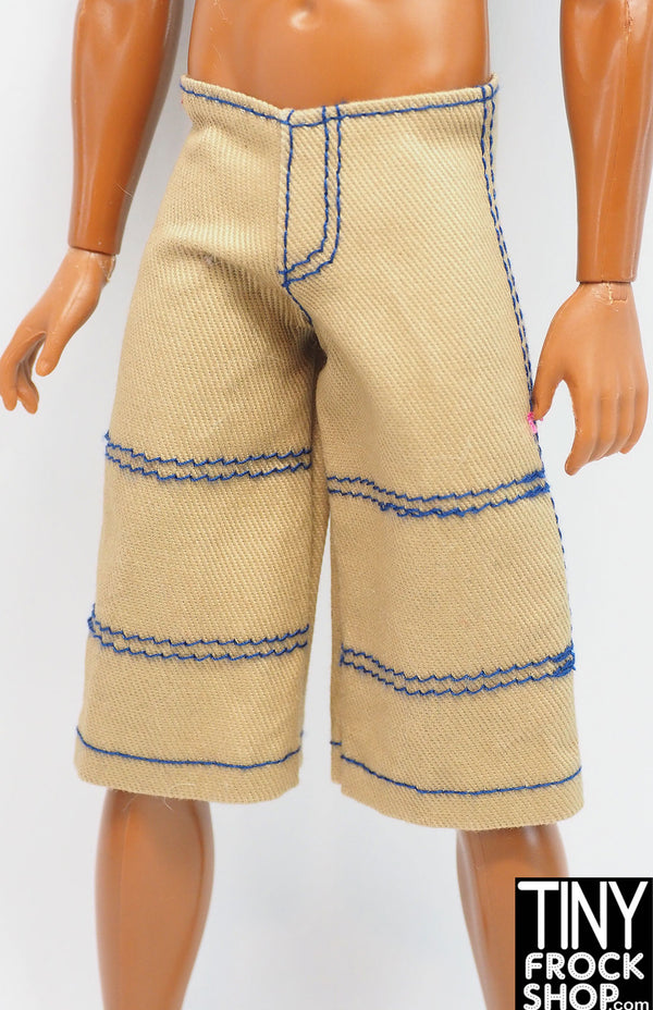12" Fashion Male Doll Khaki Long Shorts with Contrast Stitching