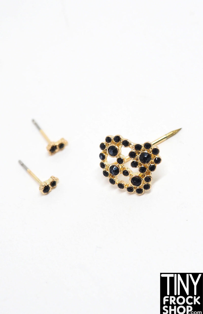 Integrity Obsession Sovereign Adele Gold and Black Brooch and Earring Set