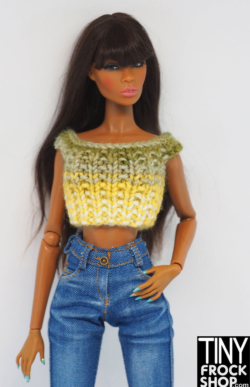 12" Fashion Doll Ombre Yellow Sweater Crop Top