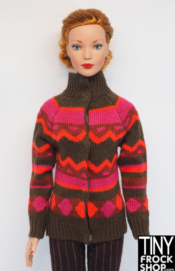 16 Inch Doll Brown And Pink Turtleneck Sweater