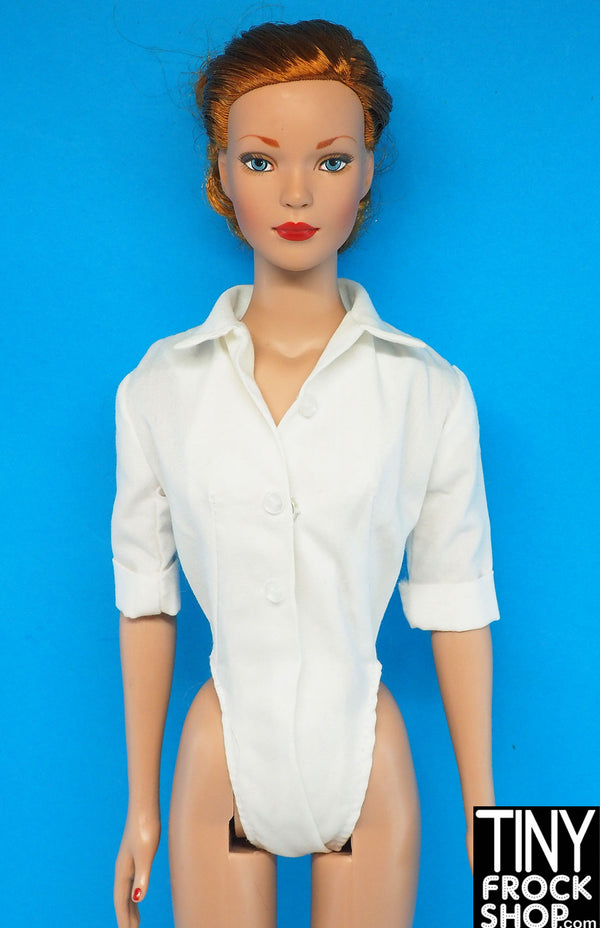 16 Inch Doll White Elbow Length Bodysuit Shirt