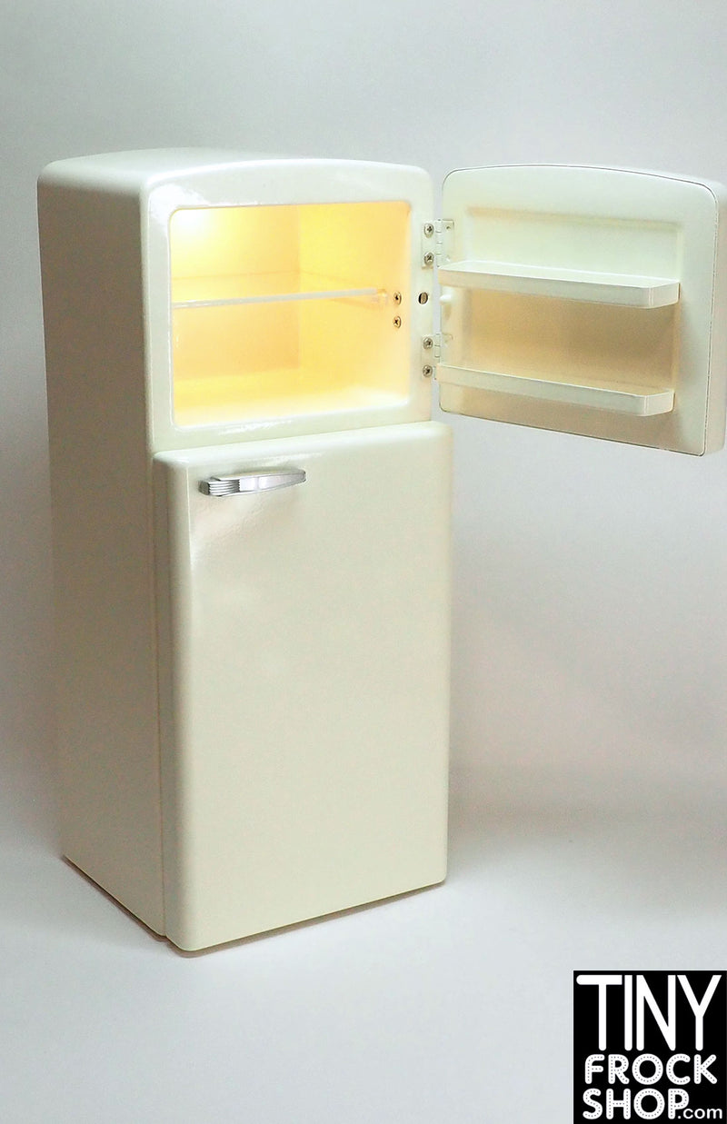 12" Fashion Doll Light Up Metal Yellow Refrigerator