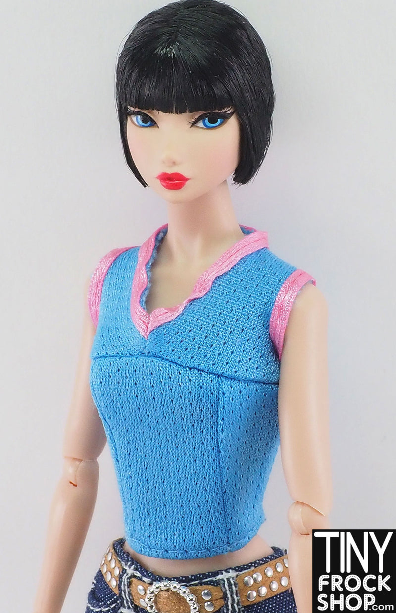 12" Fashion Doll Blue Football Knit Top