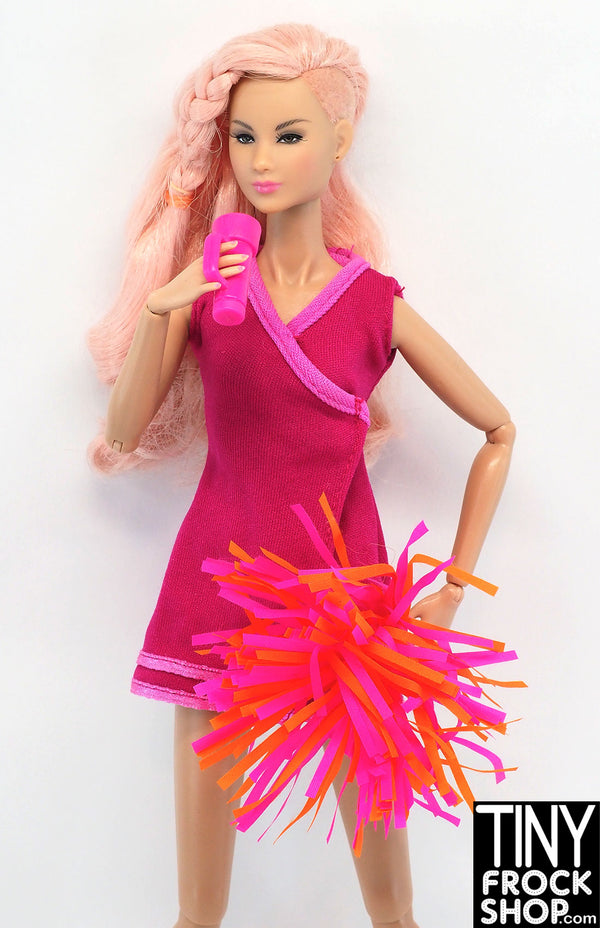 12" Fashion Doll Pink Striped Cheerleader Set