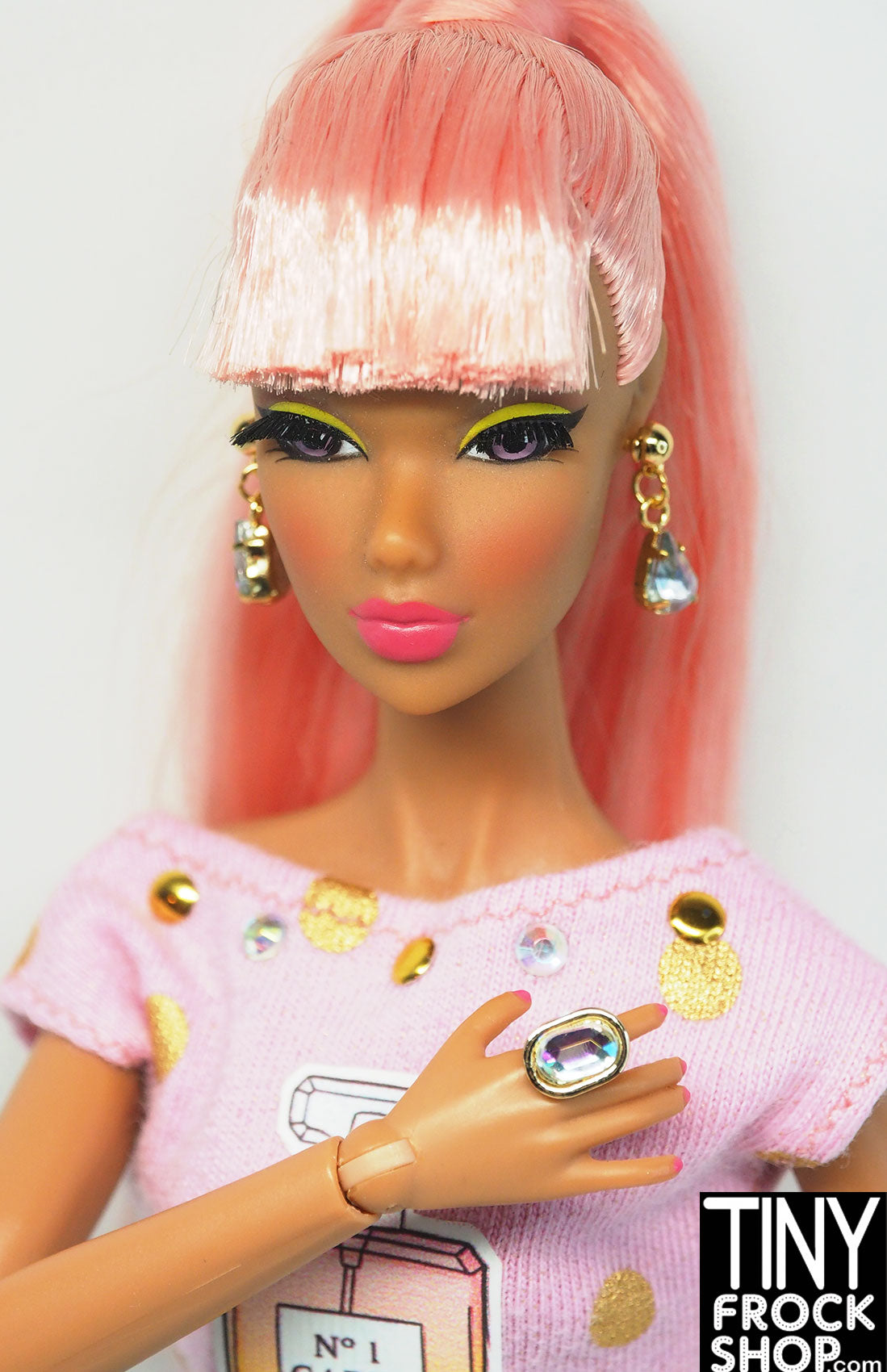 Flyvningen tjære Athletic Tiny Frock Shop Integrity A Dolls Life Vanessa AB Rhinestone Drop Earrings  and Ring Set