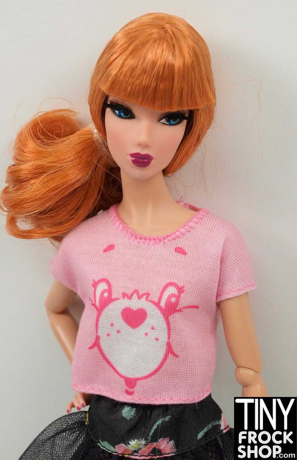 Barbie FLP61 Pink Care Bears Face Tee - TinyFrockShop.com