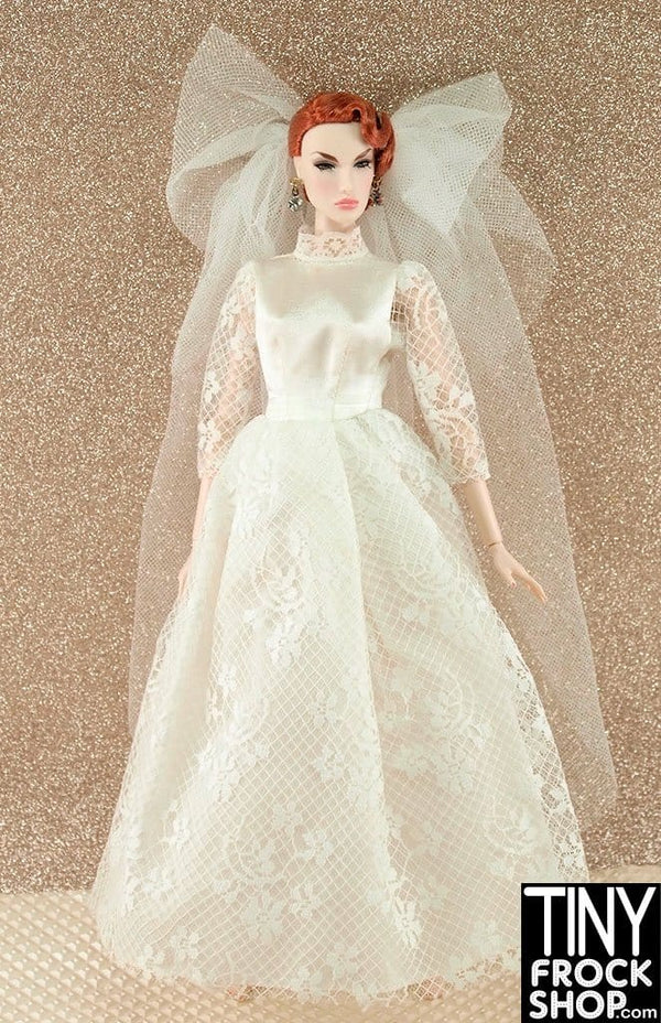 12" Fashion Doll Angelic Lace Wedding Dress And Bow Veil