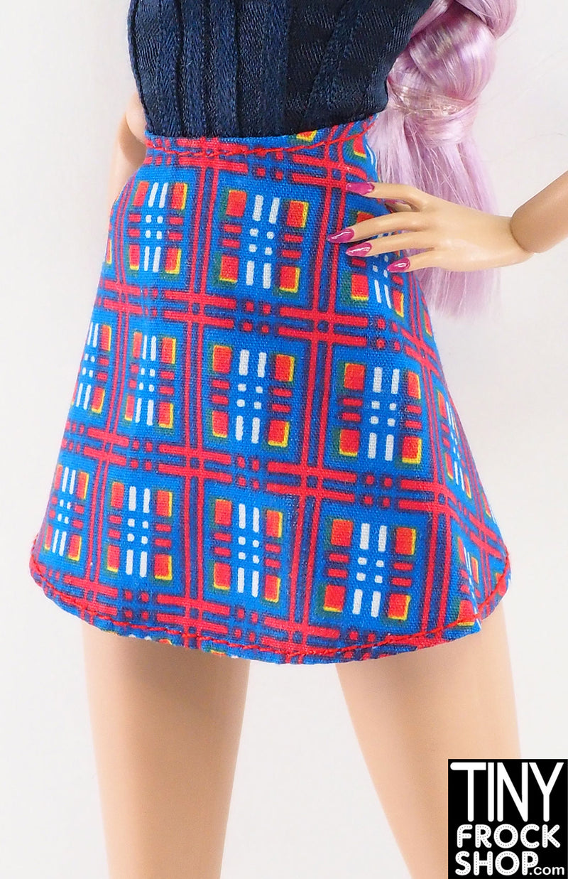 12" Fashion Doll Techno Plaid A Line Skirt