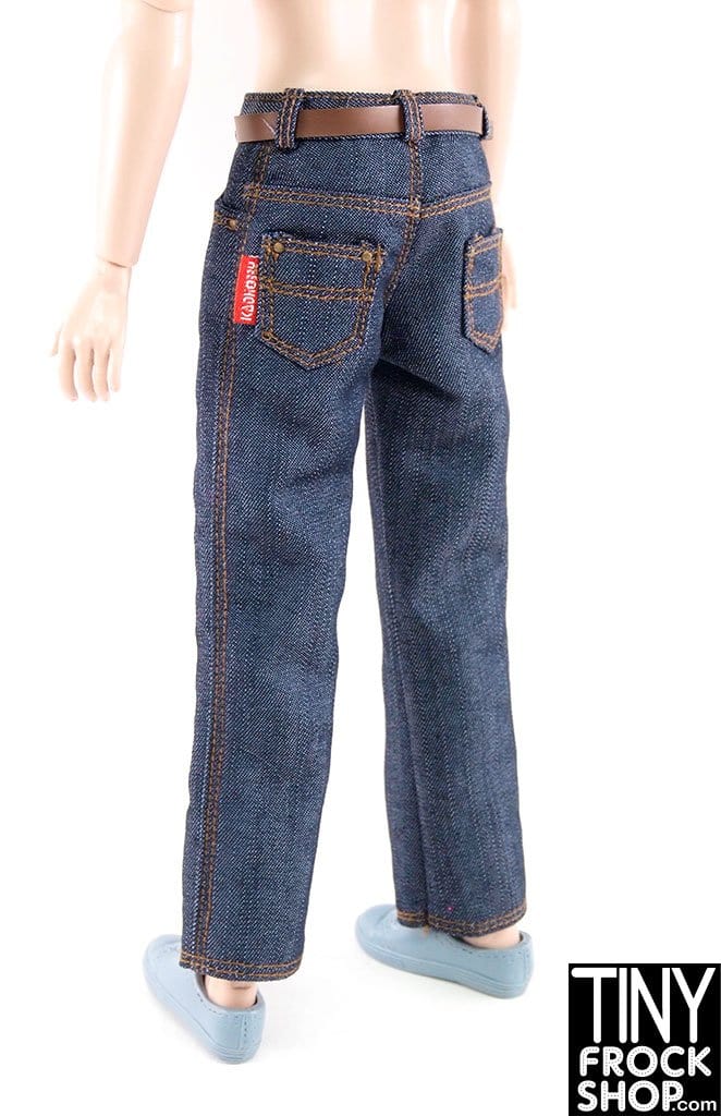 12" Male Fashion Doll Classic Indigo Denim Blue Jeans with Separate Belt