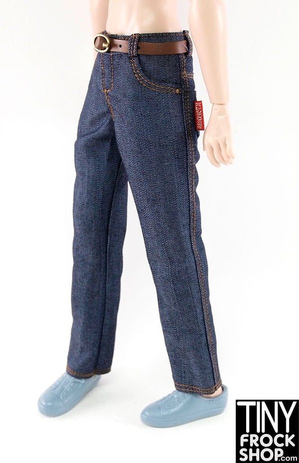 12" Male Fashion Doll Classic Indigo Denim Blue Jeans with Separate Belt