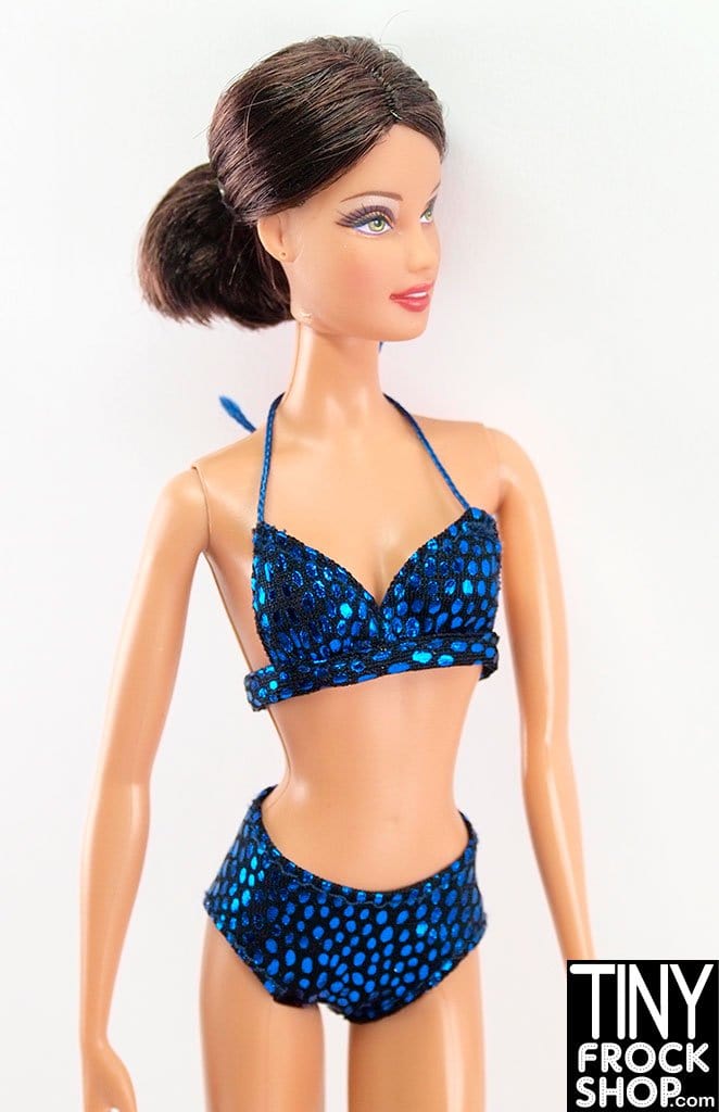 12" Fashion Doll Electric Blue Foiled Bikini