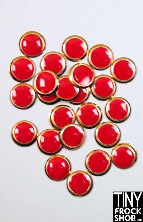 6mm - Barbie Mini Round High Quality Enamel and Gold Button Trim - Pack of 12 - Tiny Frock Shop