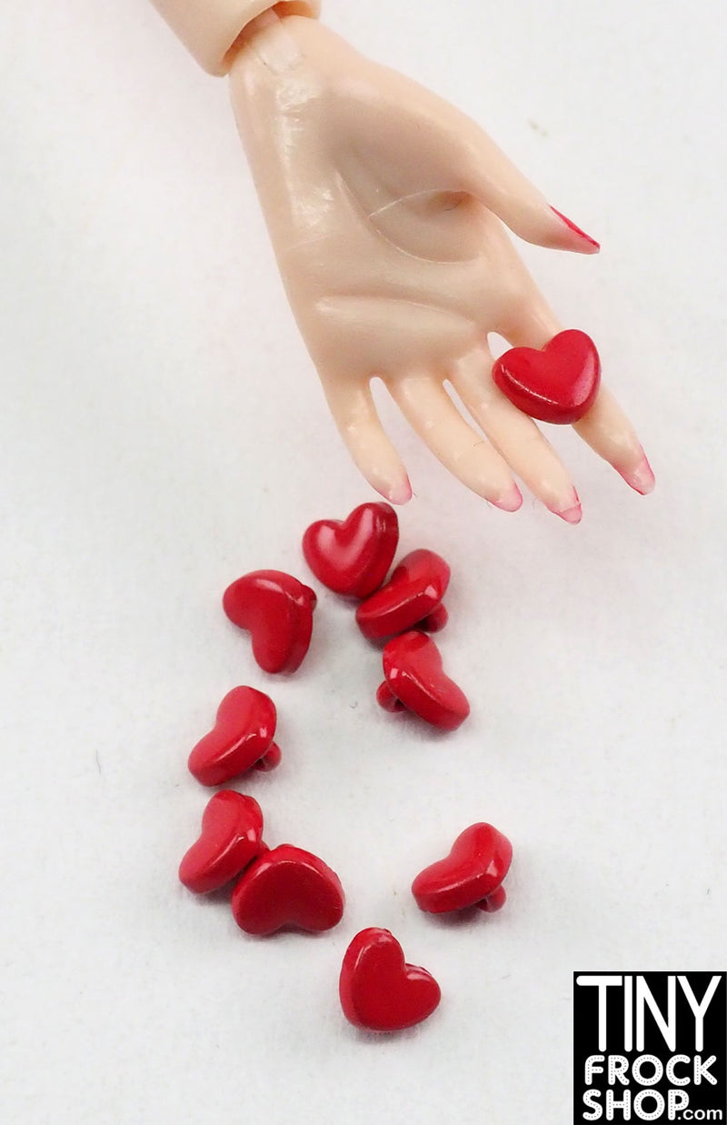 4mm 12" Fashion Doll Mini Metal Shank Heart Buttons - Pack of 10 Buttons