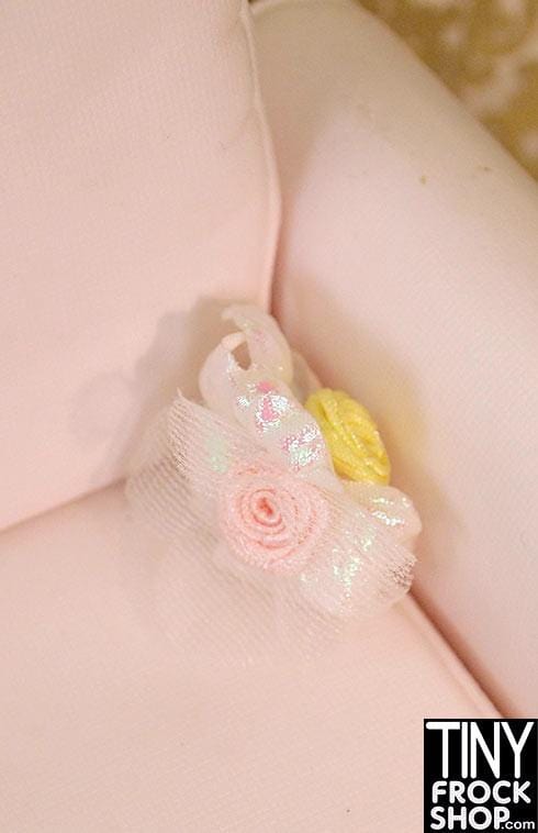 Barbie Iridescent Yellow and Pink Rose Bouquet - Tiny Frock Shop