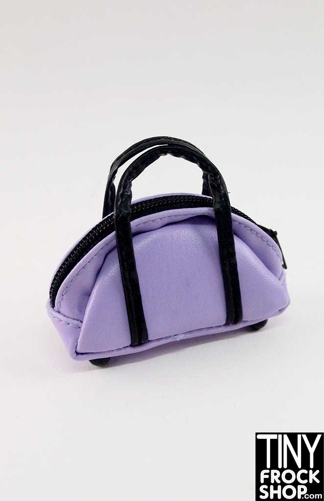 16 Inch Doll Lavender And Black Vinyl Handbag
