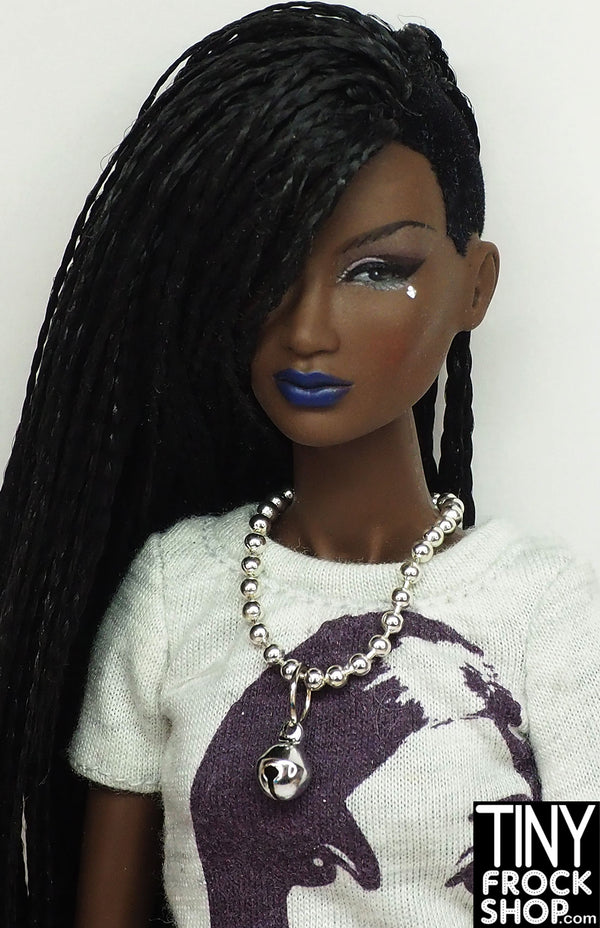 12" Fashion Doll Silver Ball Chain with Bell Necklace by Pam Maness