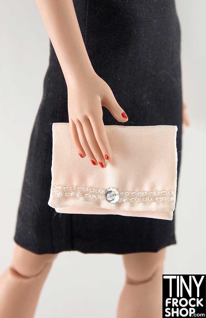 16 Inch Doll Pale Pink Beaded Clutch Handbag