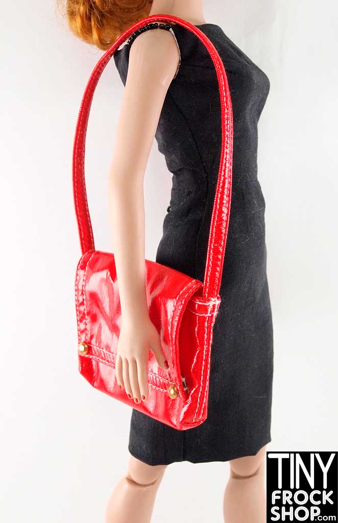 16 Inch Doll Red Shiny Vinyl Shoulder Bag