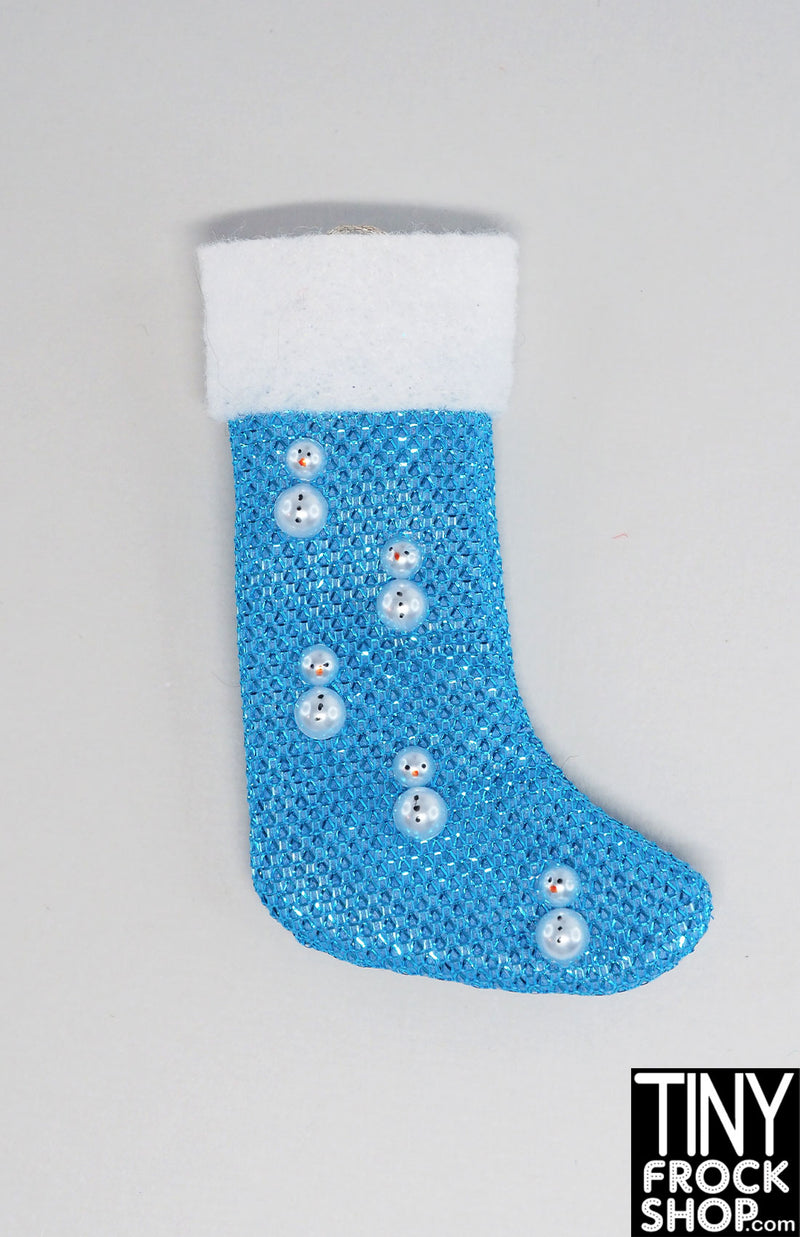 12" Fashion Doll Sparkly Blue Decorated Christmas Stockings By Ash Decker - 8 Styles