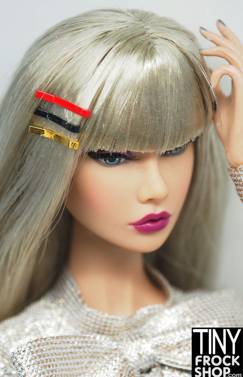 11mm Metal 12" Fashion Doll Barrette Hair Clips - Set of 2