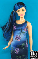 12" Curvy Fashion Doll Blue Floral Dress - Tiny Frock Shop