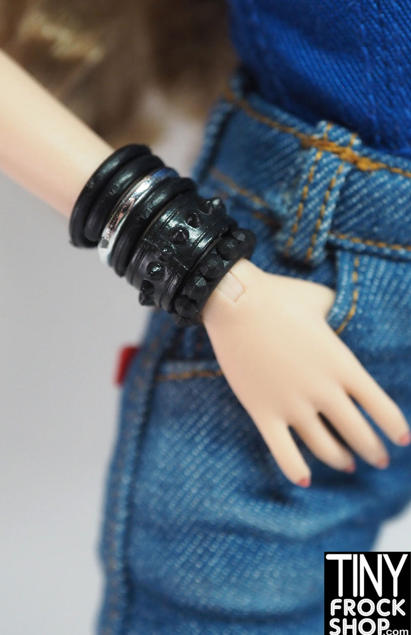 12" Fashion Doll 6 Piece Black Bracelet Set