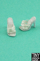 12" Fashion Doll White Ribbon Slide on Heels