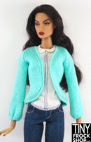 12" Fashion Doll Aqua Knit Cardigan