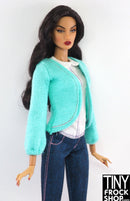 12" Fashion Doll Aqua Knit Cardigan
