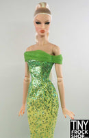 12" Fashion Doll Birthstone Evening Dress August Peridot - Tiny Frock Shop